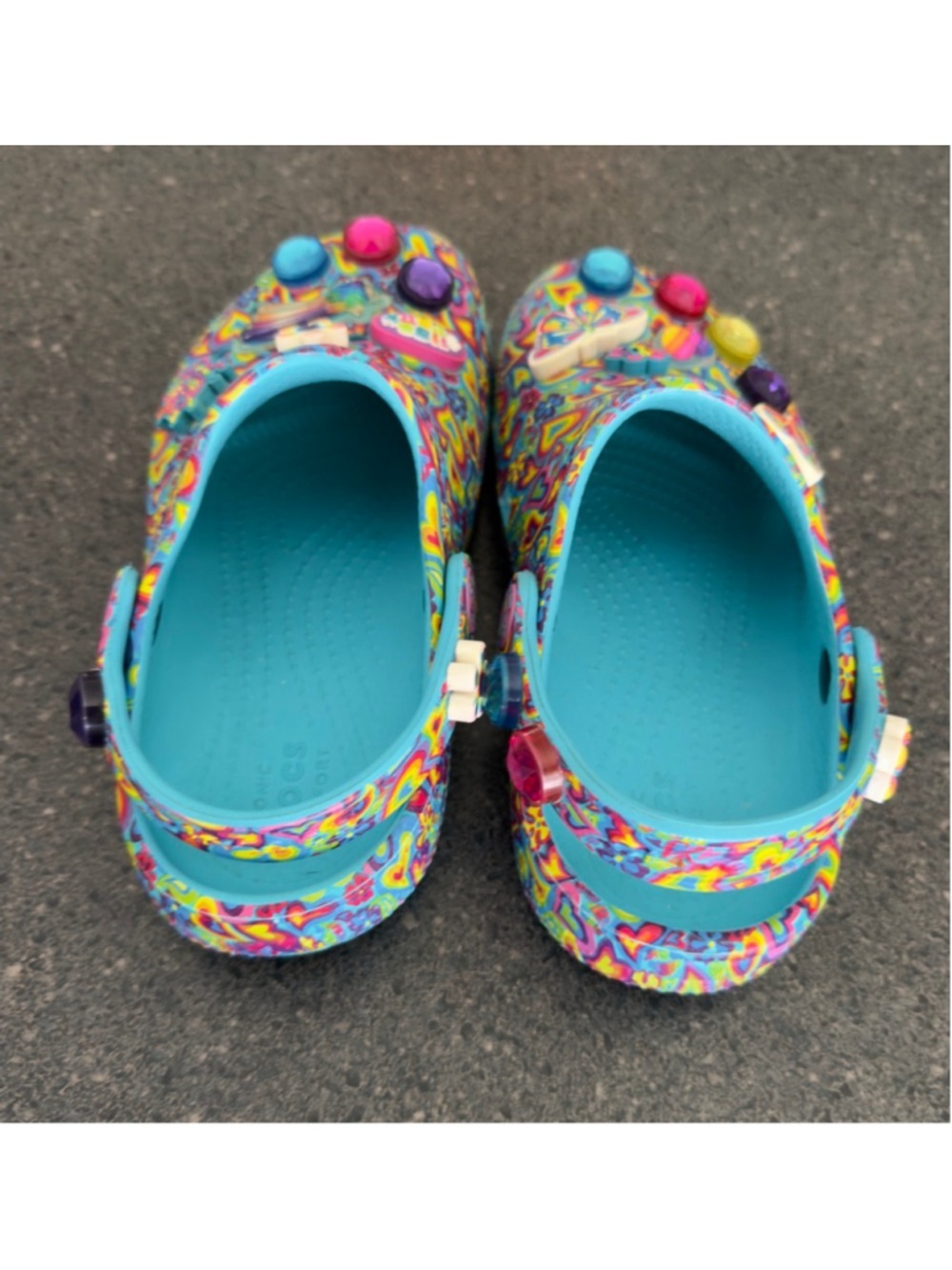Girls Crocs Lisa Frank Sandals & Flip Flops 13 (Little Girl) Blue Multicolor - Picture 6 of 10